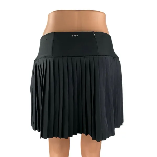 YPB Black Pleated Casual Activewear Mini Skater Tennis Flare A-Line Skirt Size L - Image 3