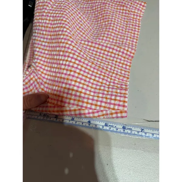 Lands' End Shorts Womens 8P Pink Orange‎ Gingham Excellent Seersucker 6in Inseam - Image 8