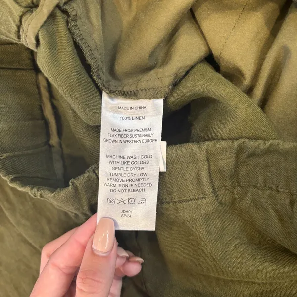 Quince 100% European Linen Pants Womens XL Martini Green Sustainable Eco Capsule - Image 6