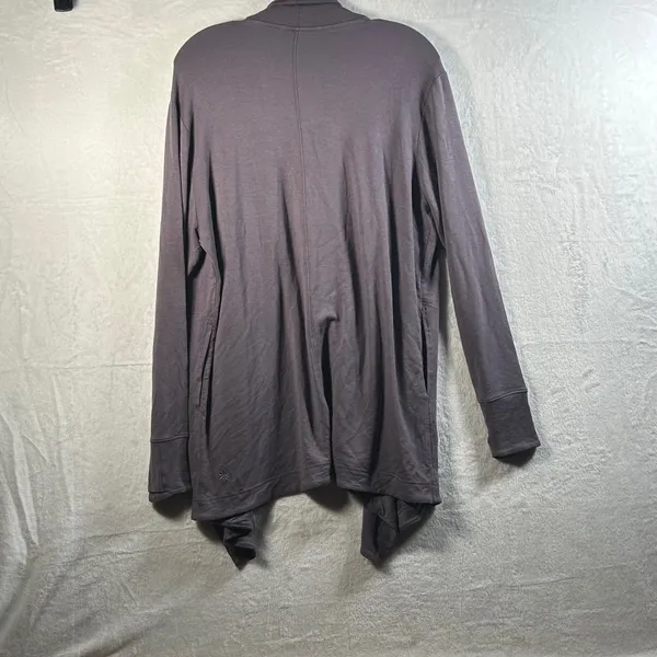Athleta Womens‎ Purple Gray Open Front Drape Cardigan Long Sleeve Pockets - Image 3