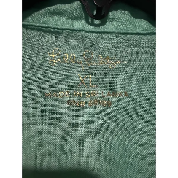 Lilly Pulitzer Shirt Women's XL Deanna 100% Linen Popover Tunic Green #AB12-4 - Image 2