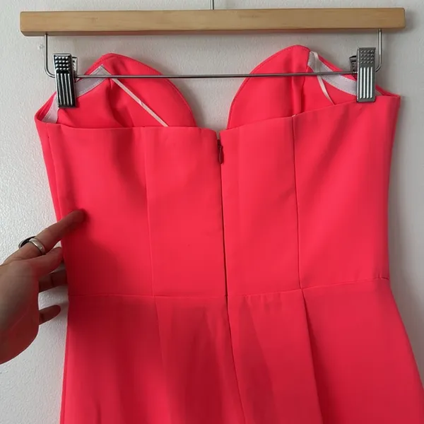 NWT Amanda Uprichard S Rayna Dress in Fluro Pink Ruched Strapless Dress - Image 6