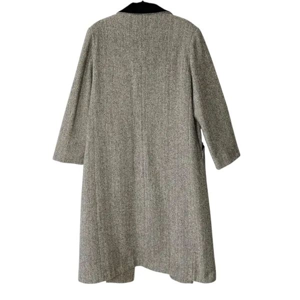 VINTAGE JENNIFER CHASE Wool Herringbone Longline Pea Coat Jacket - Image 4