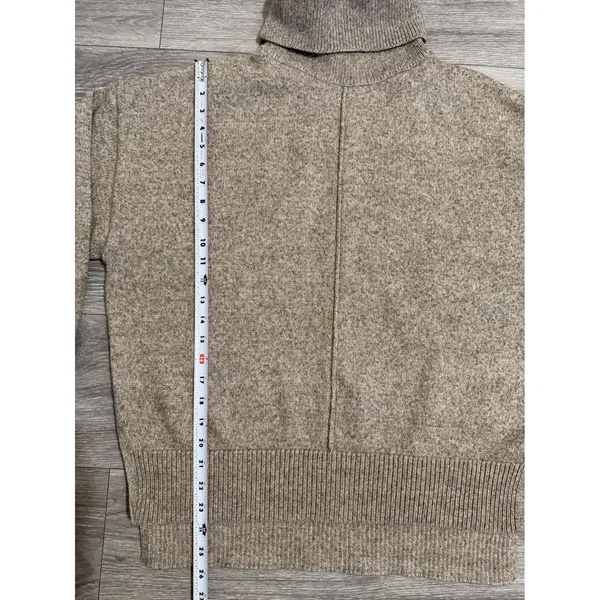 HM Womens Sweater S Oversized Beige Marl Turtleneck Wool‎ Blend Seam Detail - Image 8