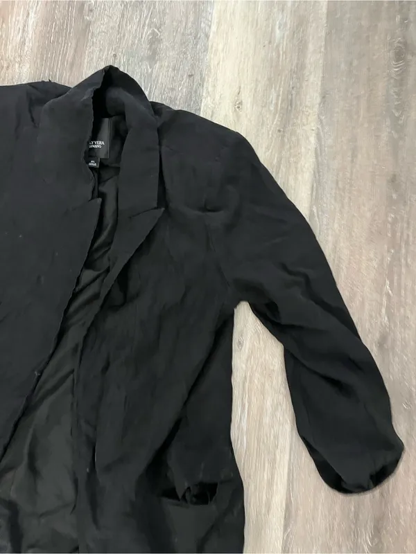Simply Vera Wang Womens XL Black Draped Open Front Boyfriend Blazer 3/4 Sleeve - Image 7