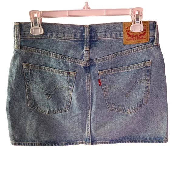 NWT Levis Womens Icon Denim Mini Skirt Light Wash Silver Stripe, Shine Theory 27 - Image 5