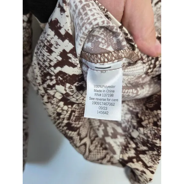 NEW Intempo Brown Snakeskin Blouse Crop Slinky Chic Boho Office Formal Large - Image 9