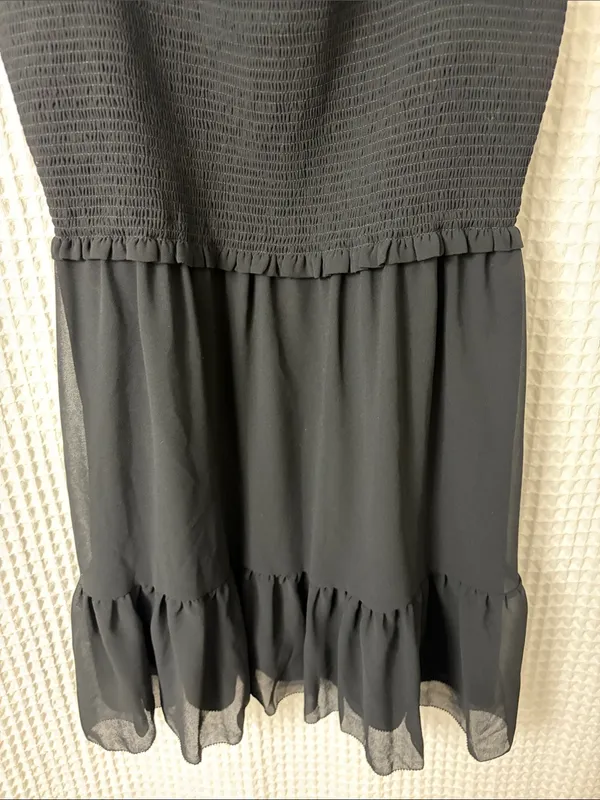 Aritzia Wilfred Tempest Sleeveless Mini Dress Smocked Black Large NWT - Image 7