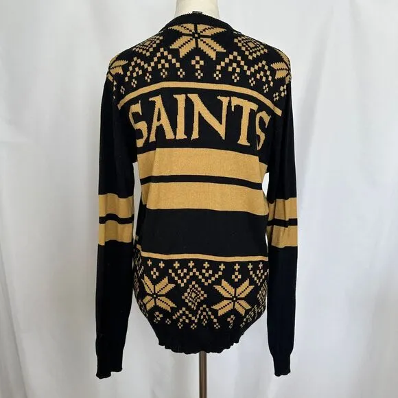 NFL New‎ Orleans Saints Light Up Ugly Christmas Sweater Holiday Womens Medium - Image 3