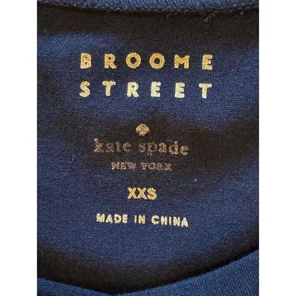 Kate Spade‎ New York Broome Street Tee Women XXS Blue Night Sky Ruffled Peplum - Image 9