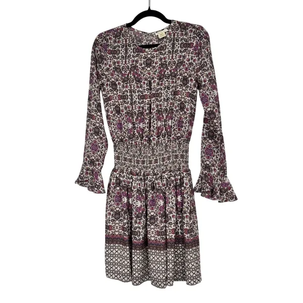 Shoshanna Purple Paisley Silk Dropped Waist Mini Dress Womens 0 Boho Coquette - Image 2