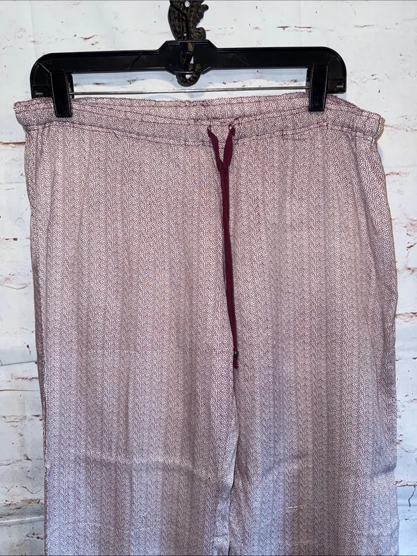 PJ Salvage Boho Pink Wide-Leg dot Printed Lounge Pants Burgundy Trim medium - Image 2