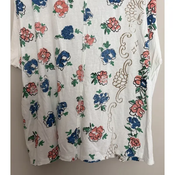 Free People We The Free Nina Boheme Floral Printed Tee Ivory Women's Size Large - Image 6