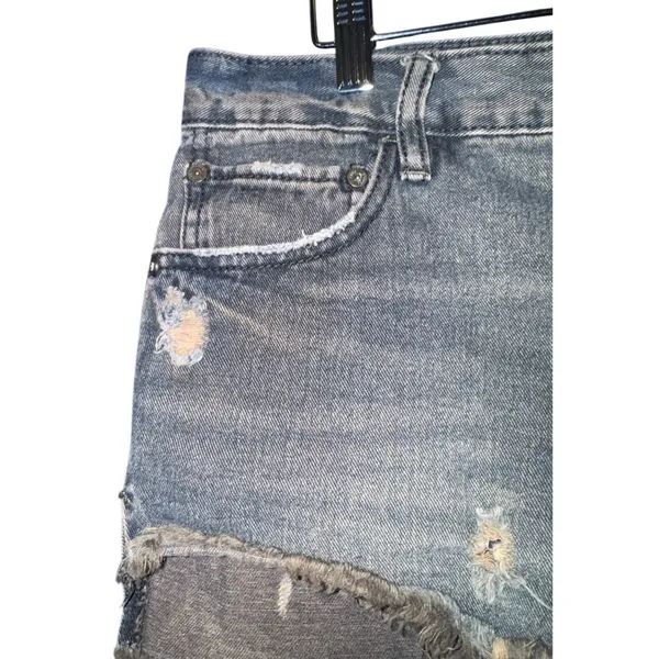 Free People Cut‎ Off Shorts Dark Wash Button Fly Distressed Women's 27 Mid Rise - Image 2