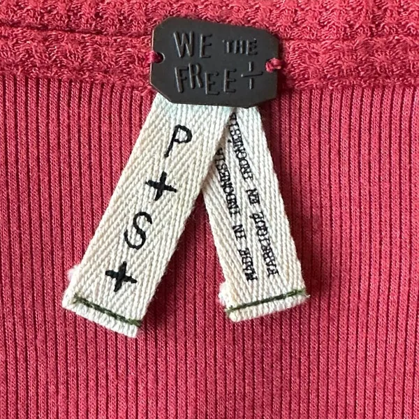 EUC FREE PEOPLE We The Free Malibu Waffle Knit Thermal in Washed Red - Size S - Image 12
