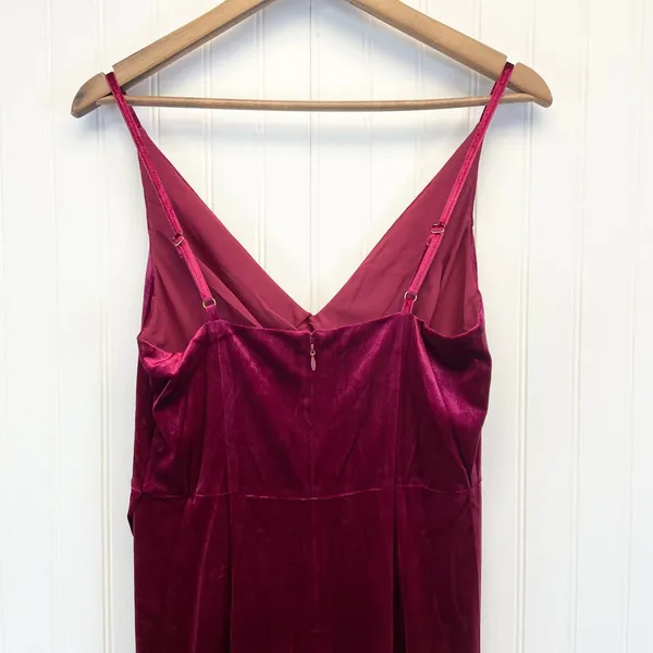 NEW Yumi Kim Womens M Felicity V-neck Midi Velvet Formal‎ Dress Wine Burgundy - Image 5