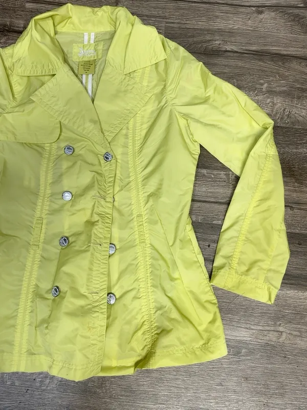 Joujou Women’s XL Lime Yellow Waterproof Double Breasted Rain Jacket - Image 6