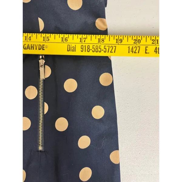 ANNE KLEIN Polka Dot Sheath Dress Womens 12 Navy Blue Tan Sleeveless Pockets - Image 10
