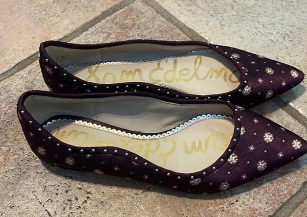 Sam Edelman maroon & gold floral print ballet flat - Image 3