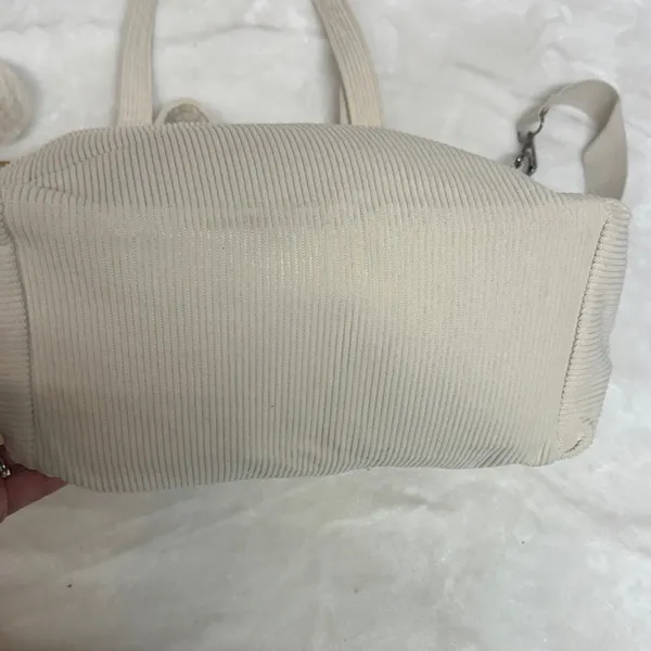 Elegant Cream Corduroy Women's Tote Bag - Image 4