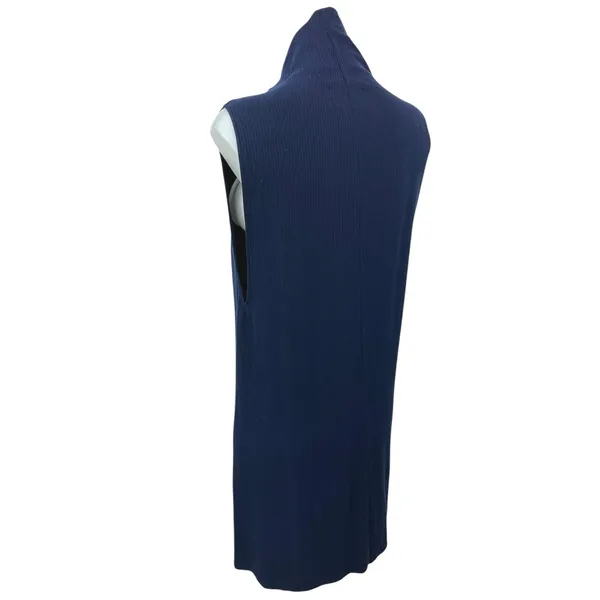 Reformation Cali Blue Ribbed Sleeveless Turtle Neck Mini Tank Sweater Dress Sz L - Image 5