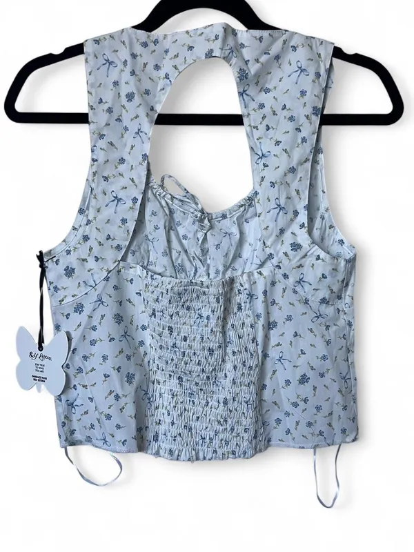 White Floral Coquette Sleeveless Tank Top - Image 4