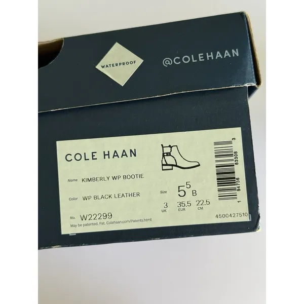Cole Haan NIB‎ Kimberly Boots Women's Size 5.5 B Black Leather Waterproof Bootie - Image 6