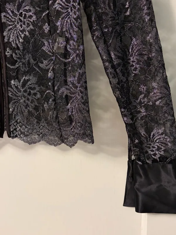 Cache vintage sheer lace cardigan size medium whimsigoth dark floral *flaw - Image 7