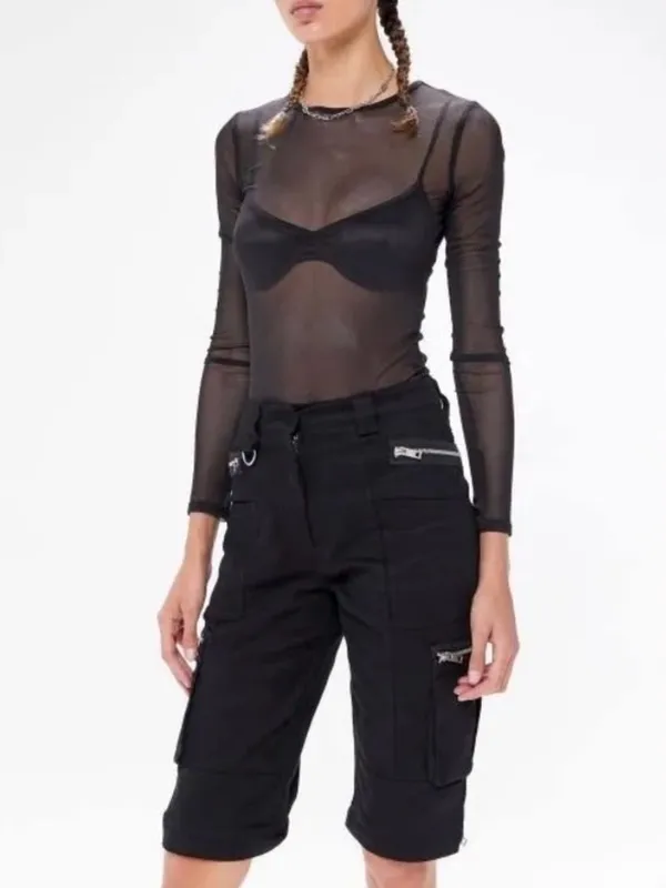 I.AM.GIA Ursa Cargo Pants Large Black Zip Off Convertible Shorts Silver Hardware - Image 10