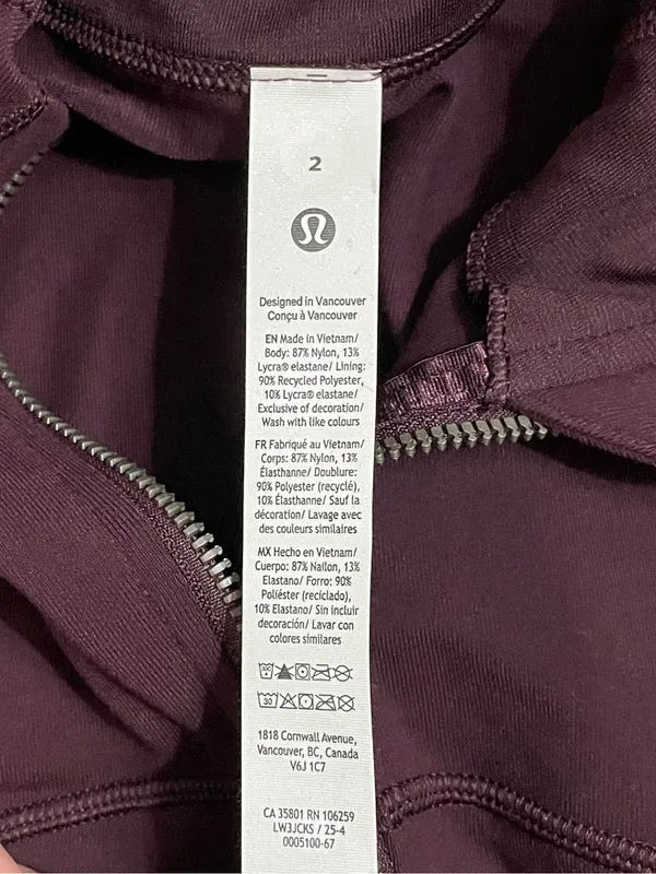 Lululemon NWT Define Track Zip-Up Jacket in Black Plum Purple Lion Size 2 - Image 9