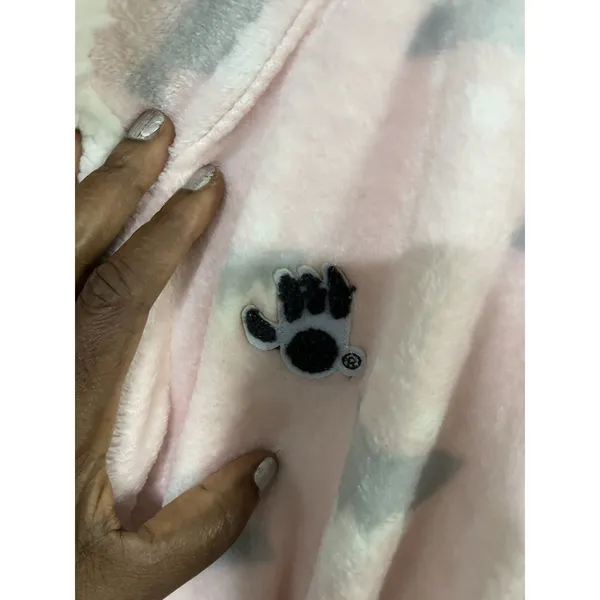 Bear Paw Pink Plush Hooded Sherpa Trim Robe, Women's M Two Pockets Belted NWT - Image 11