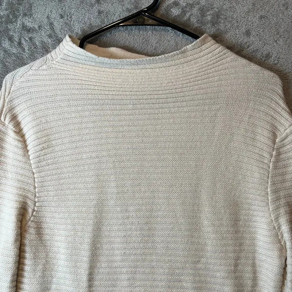 AG Adriano‎ Goldschmied Ribbed Sweater Cotton Cashmere Blend Size Small Cream - Image 6