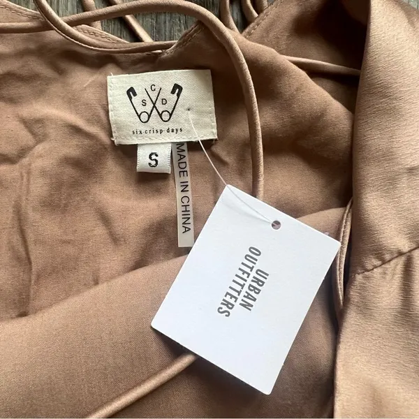 NWT Urban Outfitters Satin Tie Back Slip Dress Bronze Size Small - Image 9