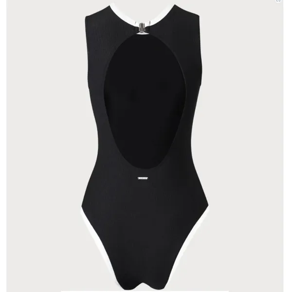 BERLOOK Contrast Round Neck Backless One-Piece Swimsuit 69 - Image 8
