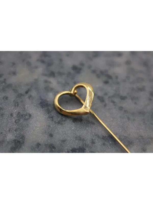 Vintage Victorian Romantic Gold Tone Heart Stick Pin Lapel, Hat, Scarf or Ties - Image 2