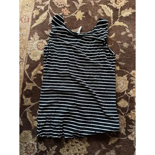 Le Shop Womens Black White Striped Geometric Chevron Tank Top Sleeveless Large - Image 4