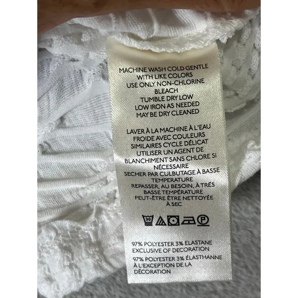 Maeve Halter Collared Ruched Tank Top Women’s XS Ivory Textured Button Front - Image 6