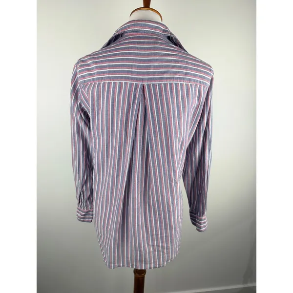 Grayson The Hero Striped Button Down Shirt Cotton Blue Red Size 01 Small - Image 3