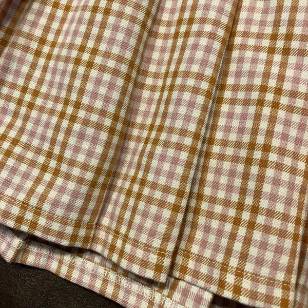 New Aerie Pleated Mini Skirt Pink‎ Brown Gingham Plaid Size XS $49.95 Preppy - Image 2