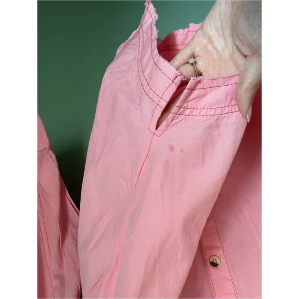 Free People We the Free Cotton Happy Hour Button Down Poplin Shirt Size S Pink - Image 5