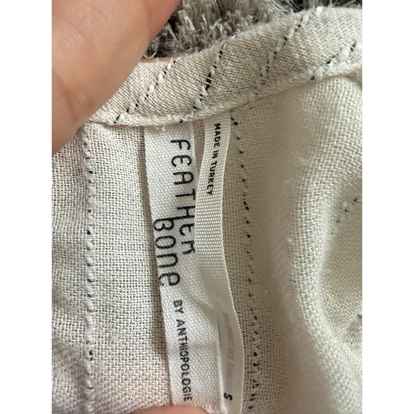 Anthropologie Feather Bone Soleil Ivory Stripe Textured Jumpsuit Women’s Size S - Image 11
