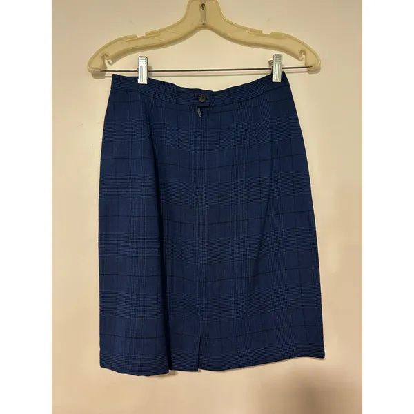 Christian Dior The Suit Vintage Blue Glen Plaid Skirt Set Double Breasted Size 8 - Image 8