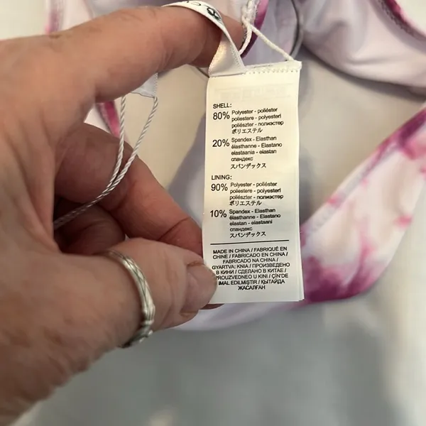 NWT Cupshe size small pink and white tie dye high cut bikini bottoms - Image 5