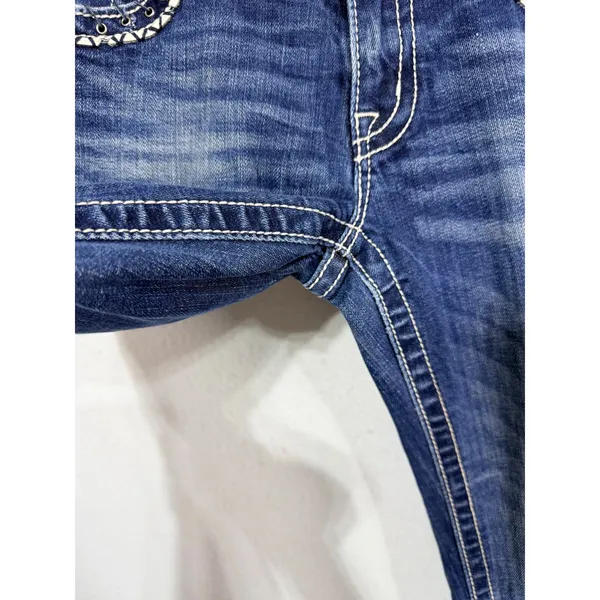 Miss Me Jeans MP7273T Mid Rise Straight Leg Women's 27 x 31 Inseam Western Y2K - Image 9