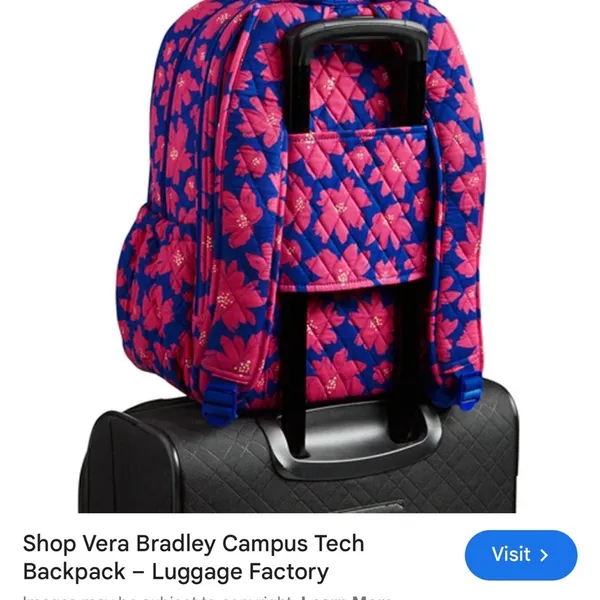 Vera Bradley Women's Signature Cotton Campus Tech Backpack, Art Poppies - Image 5