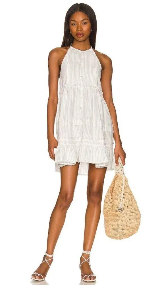 FREE PEOPLE Desert Days Stripe Mini Dress in Ivory Combo Size Medium - Image 12