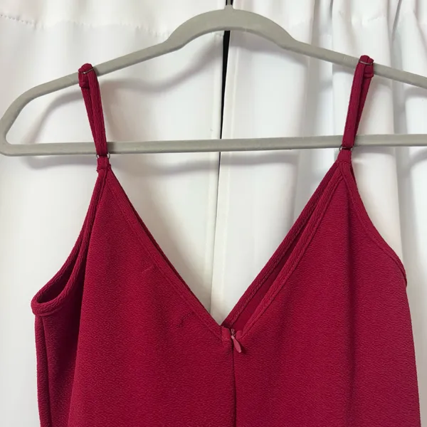 Women’s Surplice V-Neck Red A-Line Dress - Image 3