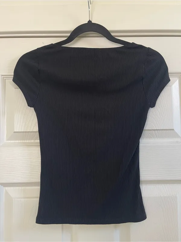 Women’s Reformation Zya Sweetheart Neckline Ribbed Black Top XS - Image 8