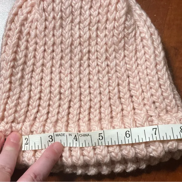 Handmade light pink knit beanie hat for adults - Image 7