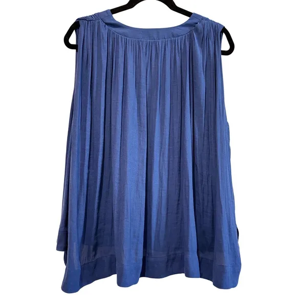 Free People $68 Darcy V-Neck Hi-Low Sleeveless Blouse Top Blue Cobalt L - Image 3